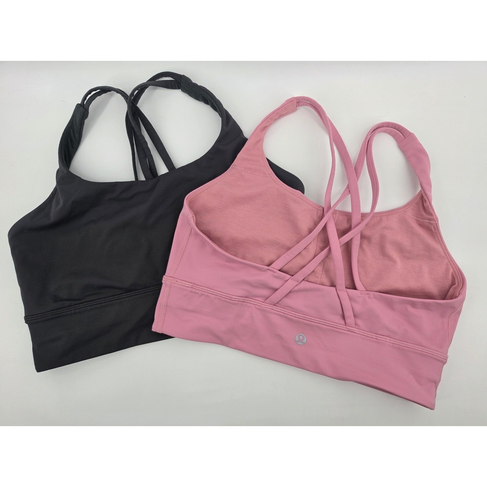 Lululemon Strappy Sports Bra Lot of 2 Grey Pink Size 8 Like New